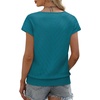 image:imageWIHOLL Short Sleeve Sweater for Women V Neck Trendy Summer Tops 2026 Beach Vacation Clothes Travel Business Casual OutfitsTeal Blue