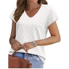 image:imageWIHOLL Short Sleeve Sweater for Women V Neck Trendy Summer Tops 2026 Beach Vacation Clothes Travel Business Casual OutfitsWhite