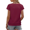 image:imageWIHOLL Short Sleeve Sweater for Women V Neck Trendy Summer Tops 2026 Beach Vacation Clothes Travel Business Casual OutfitsWine Red