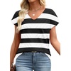 image:imageWIHOLL Short Sleeve Sweater for Women V Neck Trendy Summer Tops 2026 Beach Vacation Clothes Travel Business Casual OutfitsZ  Black White Stripes