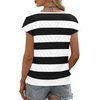 image:imageWIHOLL Short Sleeve Sweater for Women V Neck Trendy Summer Tops 2026 Beach Vacation Clothes Travel Business Casual OutfitsZ  Black White Stripes