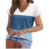 image:imageWIHOLL Short Sleeve Sweater for Women V Neck Trendy Summer Tops 2026 Beach Vacation Clothes Travel Business Casual OutfitsZ  White Blue Blue