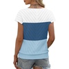 image:imageWIHOLL Short Sleeve Sweater for Women V Neck Trendy Summer Tops 2026 Beach Vacation Clothes Travel Business Casual OutfitsZ  White Blue Blue