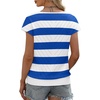 image:imageWIHOLL Short Sleeve Sweater for Women V Neck Trendy Summer Tops 2026 Beach Vacation Clothes Travel Business Casual OutfitsZ  White Blue Stripes