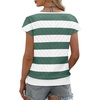 image:imageWIHOLL Short Sleeve Sweater for Women V Neck Trendy Summer Tops 2026 Beach Vacation Clothes Travel Business Casual OutfitsZ  White Green Stripes