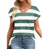 image:imageWIHOLL Short Sleeve Sweater for Women V Neck Trendy Summer Tops 2026 Beach Vacation Clothes Travel Business Casual OutfitsZ  White Green Stripes