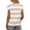 image:imageWIHOLL Short Sleeve Sweater for Women V Neck Trendy Summer Tops 2026 Beach Vacation Clothes Travel Business Casual OutfitsZ  White Pink Stripes