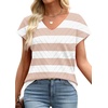 image:imageWIHOLL Short Sleeve Sweater for Women V Neck Trendy Summer Tops 2026 Beach Vacation Clothes Travel Business Casual OutfitsZ  White Pink Stripes
