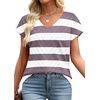image:imageWIHOLL Short Sleeve Sweater for Women V Neck Trendy Summer Tops 2026 Beach Vacation Clothes Travel Business Casual OutfitsZ  White Purple Stripes