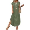 image:imageWIHOLL Summer Dresses Cap Sleeve Crewneck Maxi Long Casual Dress with Pockets Beach Vacation Sundresses 2026 TrendyArmy Green