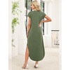 image:imageWIHOLL Summer Dresses Cap Sleeve Crewneck Maxi Long Casual Dress with Pockets Beach Vacation Sundresses 2026 TrendyArmy Green