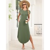 image:imageWIHOLL Summer Dresses Cap Sleeve Crewneck Maxi Long Casual Dress with Pockets Beach Vacation Sundresses 2026 TrendyArmy Green