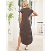 image:imageWIHOLL Summer Dresses Cap Sleeve Crewneck Maxi Long Casual Dress with Pockets Beach Vacation Sundresses 2026 TrendyBrown Polka Dots