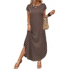 image:imageWIHOLL Summer Dresses Cap Sleeve Crewneck Maxi Long Casual Dress with Pockets Beach Vacation Sundresses 2026 TrendyBrown Polka Dots