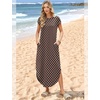 image:imageWIHOLL Summer Dresses Cap Sleeve Crewneck Maxi Long Casual Dress with Pockets Beach Vacation Sundresses 2026 TrendyBrown Polka Dots
