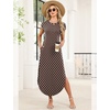 image:imageWIHOLL Summer Dresses Cap Sleeve Crewneck Maxi Long Casual Dress with Pockets Beach Vacation Sundresses 2026 TrendyBrown Polka Dots