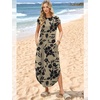 image:imageWIHOLL Summer Dresses Cap Sleeve Crewneck Maxi Long Casual Dress with Pockets Beach Vacation Sundresses 2026 TrendyFloral Black Flowers