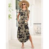 image:imageWIHOLL Summer Dresses Cap Sleeve Crewneck Maxi Long Casual Dress with Pockets Beach Vacation Sundresses 2026 TrendyFloral Black Flowers