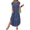 image:imageWIHOLL Summer Dresses Cap Sleeve Crewneck Maxi Long Casual Dress with Pockets Beach Vacation Sundresses 2026 TrendyFloral Blue Flowers