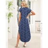 image:imageWIHOLL Summer Dresses Cap Sleeve Crewneck Maxi Long Casual Dress with Pockets Beach Vacation Sundresses 2026 TrendyFloral Blue Flowers
