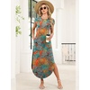 image:imageWIHOLL Summer Dresses Cap Sleeve Crewneck Maxi Long Casual Dress with Pockets Beach Vacation Sundresses 2026 TrendyFloral Blue Orange