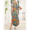 image:imageWIHOLL Summer Dresses Cap Sleeve Crewneck Maxi Long Casual Dress with Pockets Beach Vacation Sundresses 2026 TrendyFloral Blue Orange