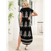 image:imageWIHOLL Summer Dresses Cap Sleeve Crewneck Maxi Long Casual Dress with Pockets Beach Vacation Sundresses 2026 TrendyFloral Boho Black