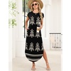 image:imageWIHOLL Summer Dresses Cap Sleeve Crewneck Maxi Long Casual Dress with Pockets Beach Vacation Sundresses 2026 TrendyFloral Boho Black