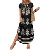 image:imageWIHOLL Summer Dresses Cap Sleeve Crewneck Maxi Long Casual Dress with Pockets Beach Vacation Sundresses 2026 TrendyFloral Boho Black