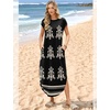 image:imageWIHOLL Summer Dresses Cap Sleeve Crewneck Maxi Long Casual Dress with Pockets Beach Vacation Sundresses 2026 TrendyFloral Boho Black