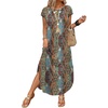 image:imageWIHOLL Summer Dresses Cap Sleeve Crewneck Maxi Long Casual Dress with Pockets Beach Vacation Sundresses 2026 TrendyFloral Boho Dark Blue
