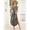 image:imageWIHOLL Summer Dresses Cap Sleeve Crewneck Maxi Long Casual Dress with Pockets Beach Vacation Sundresses 2026 TrendyFloral Boho Dark Blue