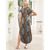 image:imageWIHOLL Summer Dresses Cap Sleeve Crewneck Maxi Long Casual Dress with Pockets Beach Vacation Sundresses 2026 TrendyFloral Boho Dark Blue