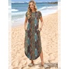 image:imageWIHOLL Summer Dresses Cap Sleeve Crewneck Maxi Long Casual Dress with Pockets Beach Vacation Sundresses 2026 TrendyFloral Boho Dark Blue