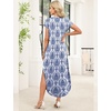 image:imageWIHOLL Summer Dresses Cap Sleeve Crewneck Maxi Long Casual Dress with Pockets Beach Vacation Sundresses 2026 TrendyFloral Boho Khaki Blue