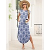image:imageWIHOLL Summer Dresses Cap Sleeve Crewneck Maxi Long Casual Dress with Pockets Beach Vacation Sundresses 2026 TrendyFloral Boho Khaki Blue