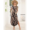 image:imageWIHOLL Summer Dresses Cap Sleeve Crewneck Maxi Long Casual Dress with Pockets Beach Vacation Sundresses 2026 TrendyFloral Brown