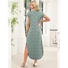 image:imageWIHOLL Summer Dresses Cap Sleeve Crewneck Maxi Long Casual Dress with Pockets Beach Vacation Sundresses 2026 TrendyFloral Green White Flowers
