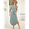 image:imageWIHOLL Summer Dresses Cap Sleeve Crewneck Maxi Long Casual Dress with Pockets Beach Vacation Sundresses 2026 TrendyFloral Green White Flowers