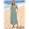 image:imageWIHOLL Summer Dresses Cap Sleeve Crewneck Maxi Long Casual Dress with Pockets Beach Vacation Sundresses 2026 TrendyFloral Green White Flowers