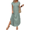 image:imageWIHOLL Summer Dresses Cap Sleeve Crewneck Maxi Long Casual Dress with Pockets Beach Vacation Sundresses 2026 TrendyFloral Green White Flowers