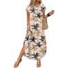 image:imageWIHOLL Summer Dresses Cap Sleeve Crewneck Maxi Long Casual Dress with Pockets Beach Vacation Sundresses 2026 TrendyFloral Hawaii Coconut Trees