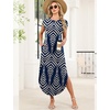 image:imageWIHOLL Summer Dresses Cap Sleeve Crewneck Maxi Long Casual Dress with Pockets Beach Vacation Sundresses 2026 TrendyFloral Navy Blue  White Striped