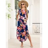 image:imageWIHOLL Summer Dresses Cap Sleeve Crewneck Maxi Long Casual Dress with Pockets Beach Vacation Sundresses 2026 TrendyFloral Navy Blue Red Flowers