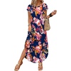 image:imageWIHOLL Summer Dresses Cap Sleeve Crewneck Maxi Long Casual Dress with Pockets Beach Vacation Sundresses 2026 TrendyFloral Navy Blue Red Flowers