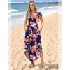 image:imageWIHOLL Summer Dresses Cap Sleeve Crewneck Maxi Long Casual Dress with Pockets Beach Vacation Sundresses 2026 TrendyFloral Navy Blue Red Flowers