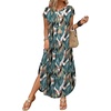 image:imageWIHOLL Summer Dresses Cap Sleeve Crewneck Maxi Long Casual Dress with Pockets Beach Vacation Sundresses 2026 TrendyFloral Palm Leaf