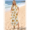 image:imageWIHOLL Summer Dresses Cap Sleeve Crewneck Maxi Long Casual Dress with Pockets Beach Vacation Sundresses 2026 TrendyFloral Yellow Flowers