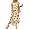 image:imageWIHOLL Summer Dresses Cap Sleeve Crewneck Maxi Long Casual Dress with Pockets Beach Vacation Sundresses 2026 TrendyFloral Yellow Flowers