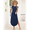 image:imageWIHOLL Summer Dresses Cap Sleeve Crewneck Maxi Long Casual Dress with Pockets Beach Vacation Sundresses 2026 TrendyNavy Blue